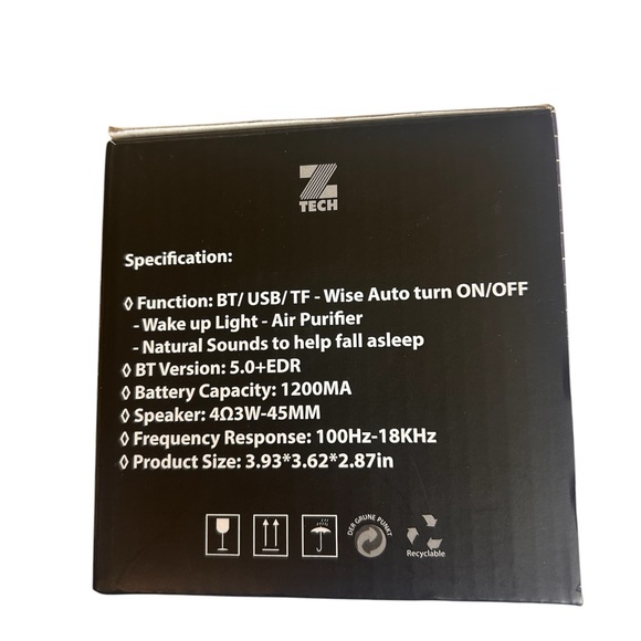 NEW in box! Z Tech Alarm Clock with Built-In Air Purifier & Wireless Speaker - Picture 5 of 7